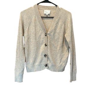 Line and Dot Cream/Tan Ribbed Cardigan with Buttons Size Small